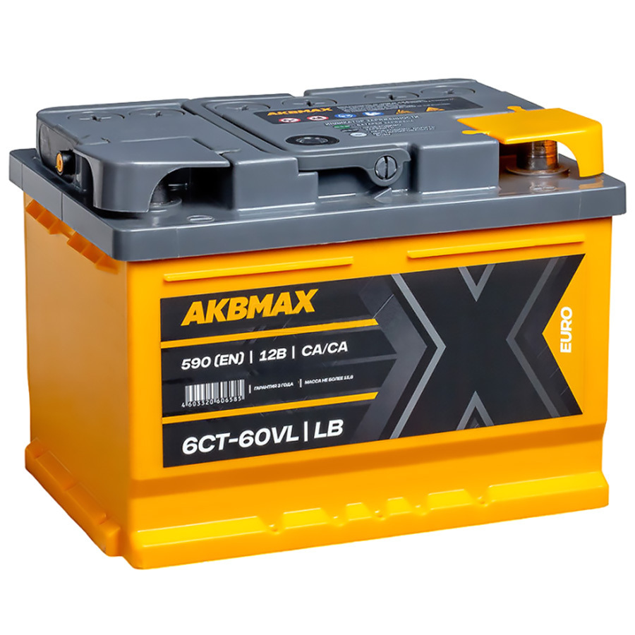 Автомобильный аккумулятор AKBMAX 60 Ач обратная полярность LB2