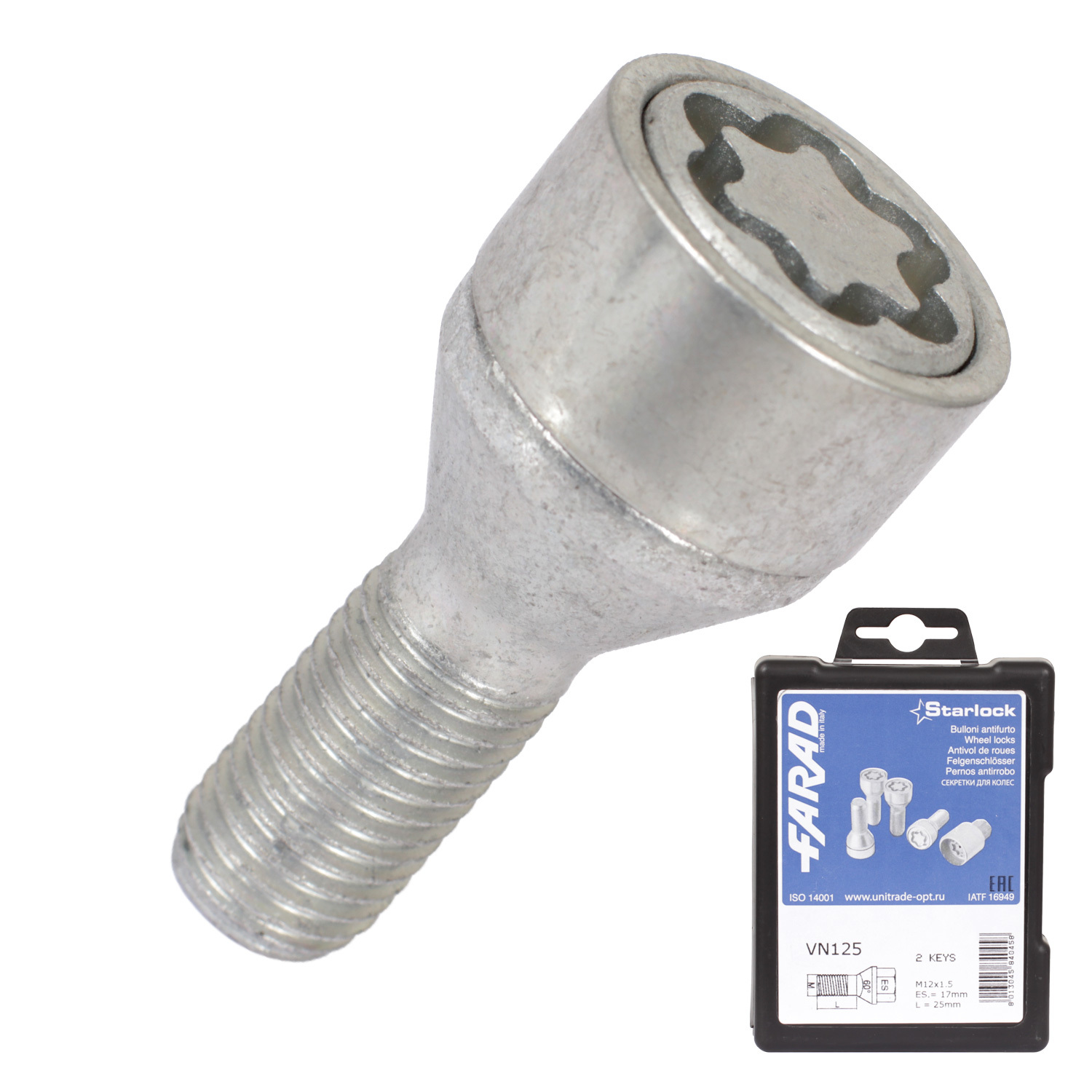 Farad Болт секретный Farad 12х1,5х25 4+2 17 конус VN125/2