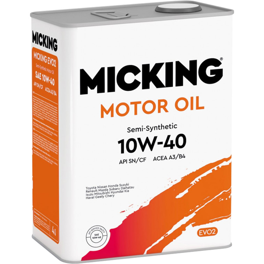 Micking Моторное масло Micking Evo2 10W-40, 4 л micking моторное масло micking evo2 5w 30 1 л