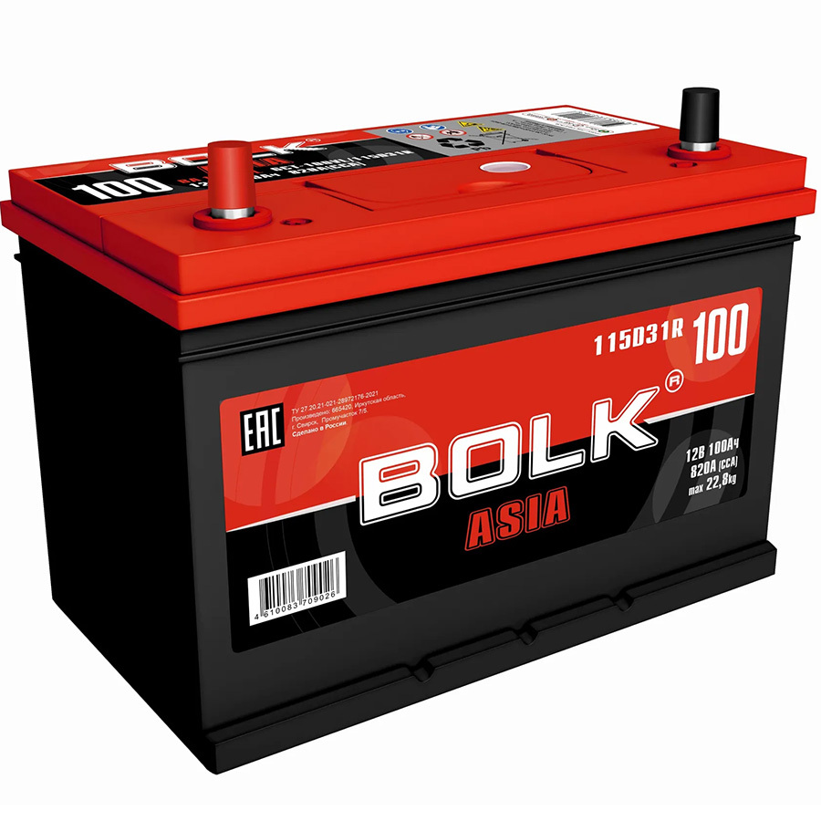 Bolk Автомобильный аккумулятор Bolk 100 Ач прямая полярность D31R