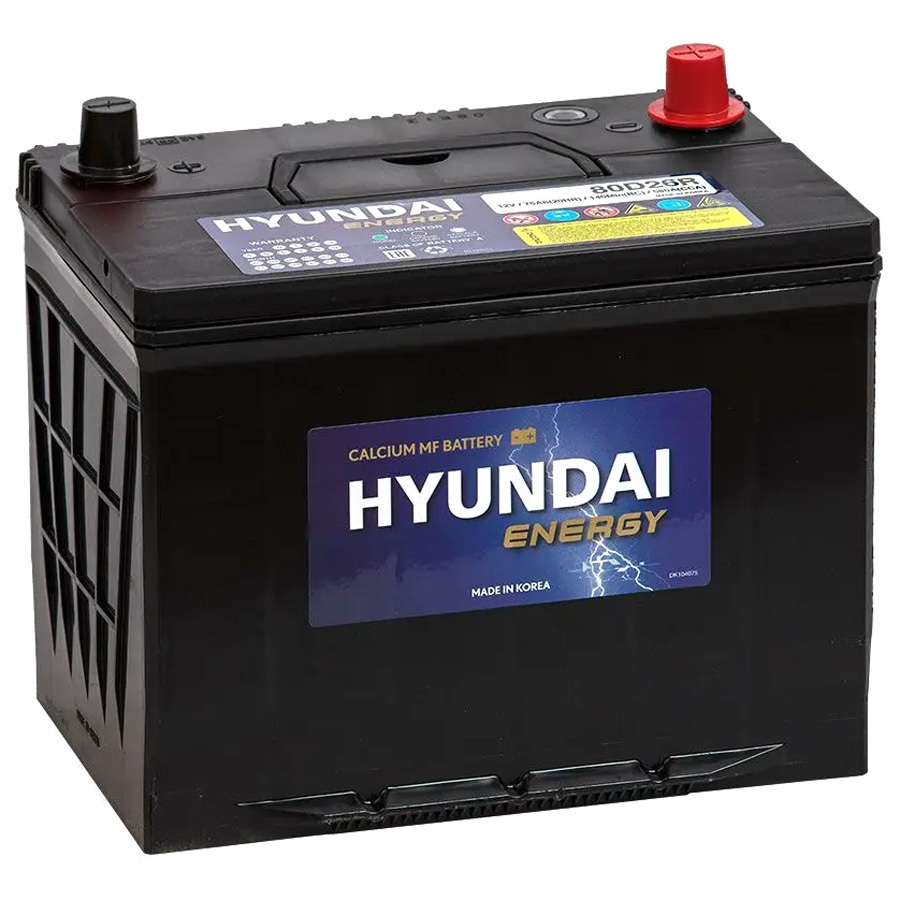 Hyundai Автомобильный аккумулятор Hyundai 75 Ач прямая полярность D26R