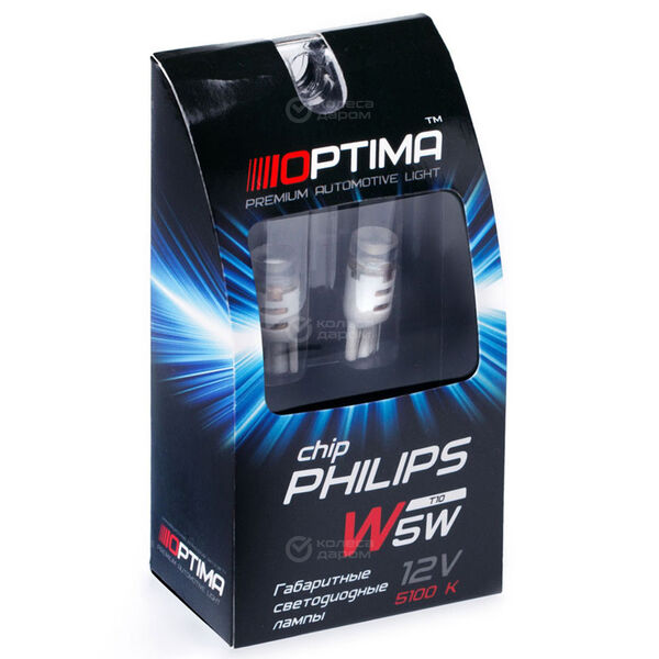 Лампа Optima Premium Philips Chip - W5W-5 Вт-4200К, 2 шт. в Москве