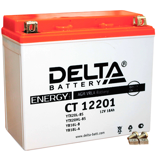 цена Delta Мотоаккумулятор Delta 12201 AGM YTX20L-BS 20Ач, обратная полярность