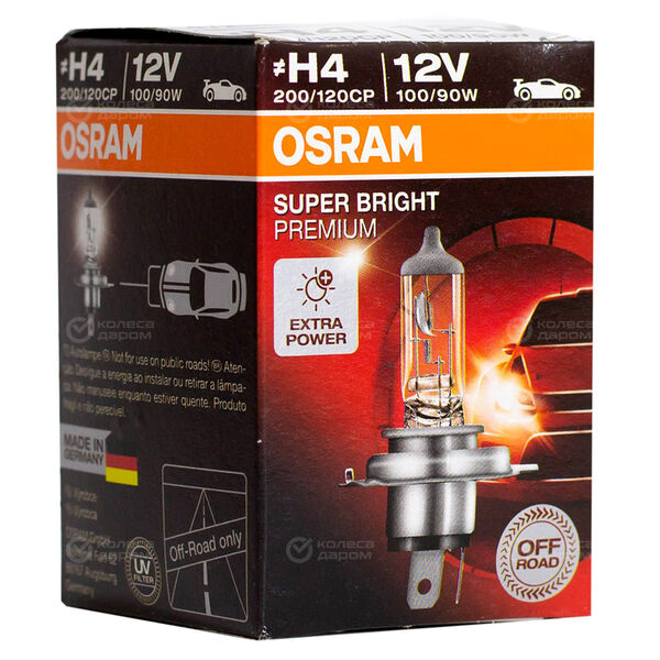 Лампа OSRAM Super Bright Premium - H4-100 Вт-3200К, 1 шт. в Иркутске