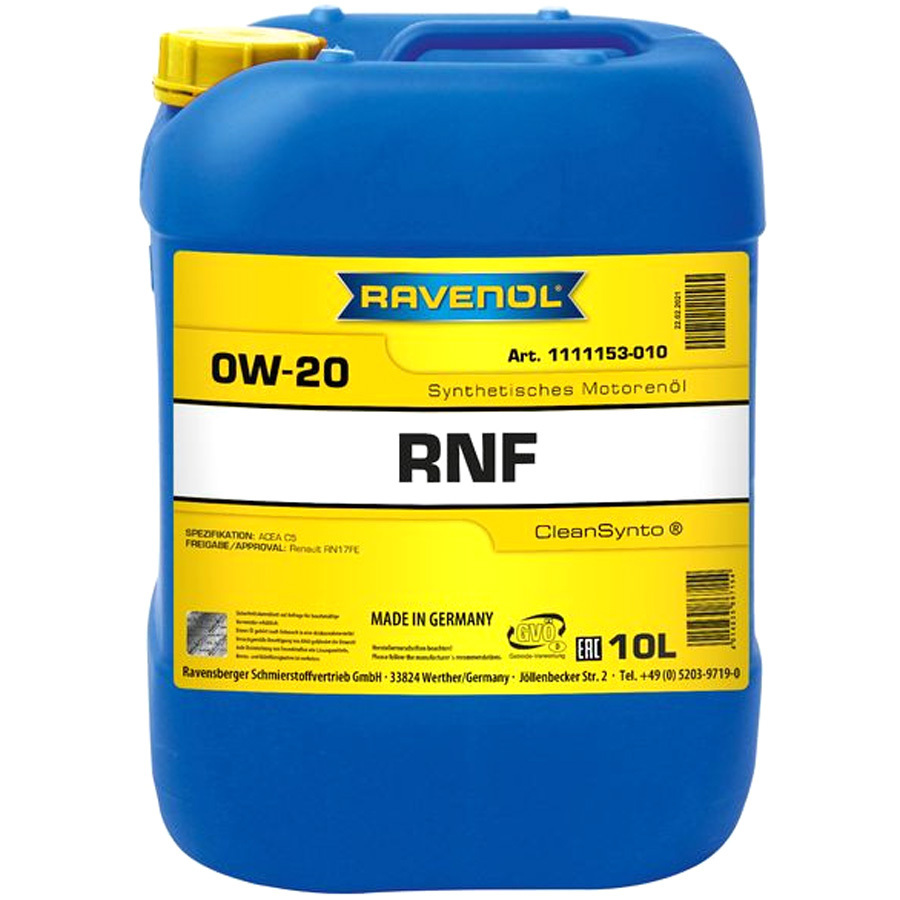 Моторное масло Ravenol RNF 0W-20, 10 л
