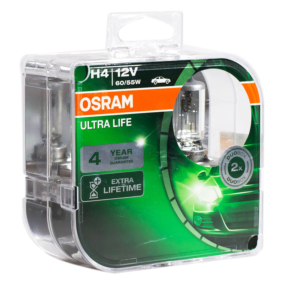 Автолампа OSRAM Лампа OSRAM Ultra Life - H4-55 Вт-3100К, 2 шт.