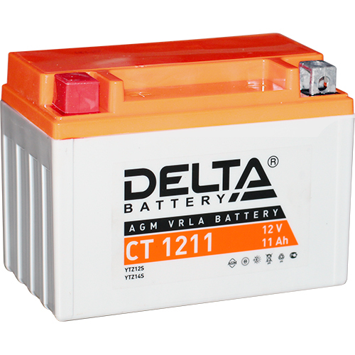 цена Delta Мотоаккумулятор Delta 1211 AGM YTZ12S 11Ач, прямая полярность