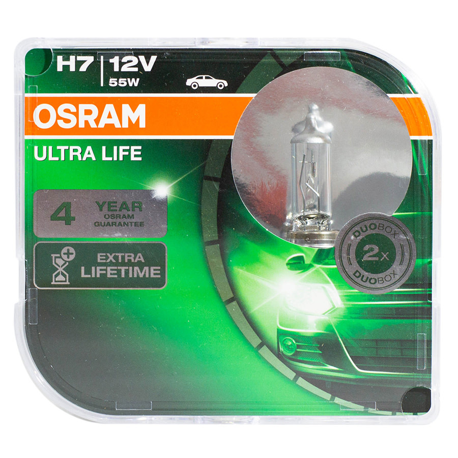 Автолампа OSRAM Лампа OSRAM Ultra Life - H7-55 Вт-3100К, 2 шт.
