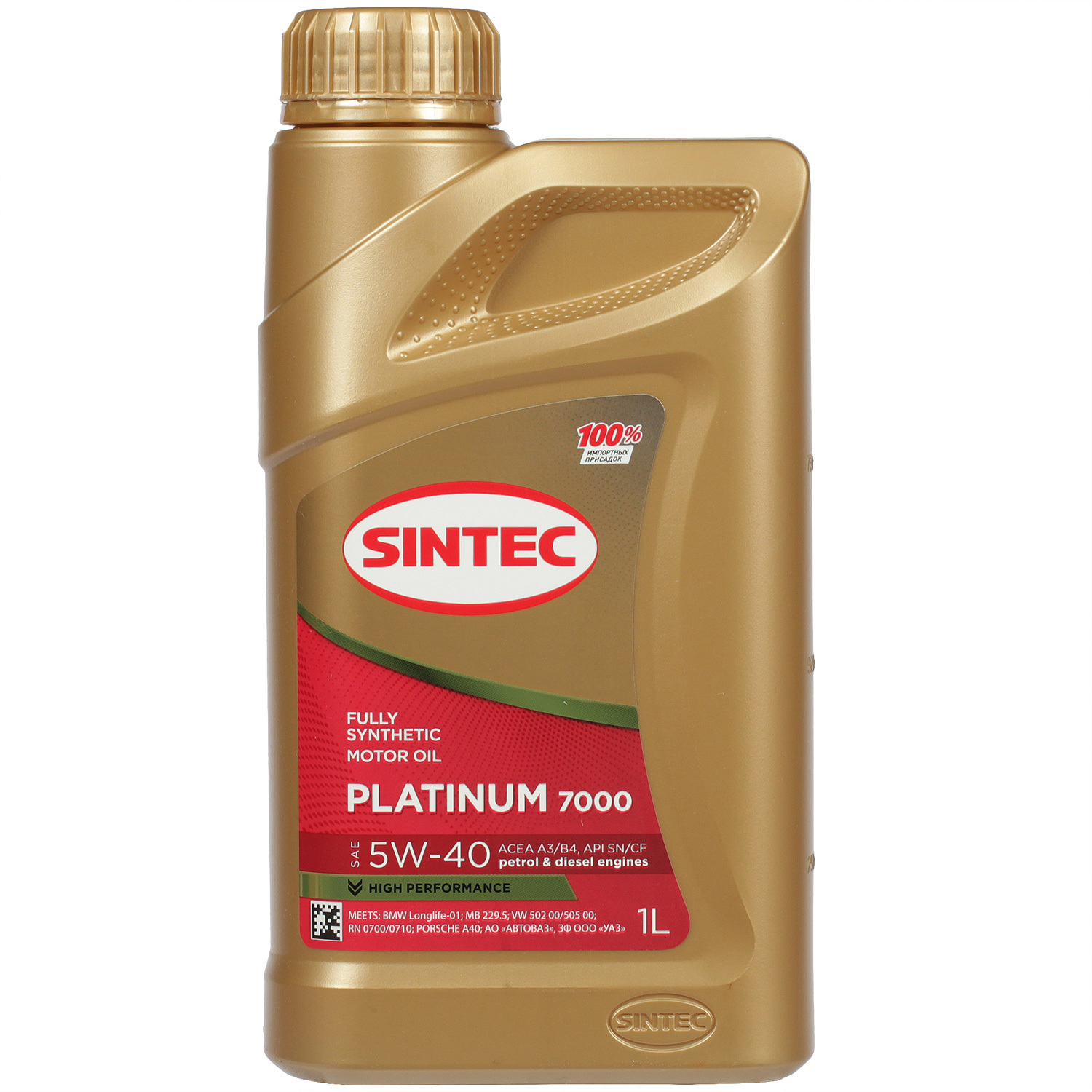 Sintec Моторное масло Sintec Platinum 7000 5W-40, 1 л sintec моторное масло sintec super 3000 10w 40 4 л