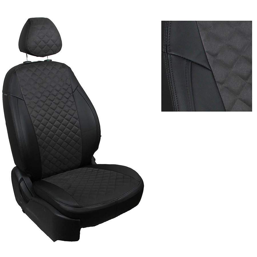 Чехлы модельные Seintex Ромб для Ford Focus III Trend экокожа/алькантара черный (art.96034)