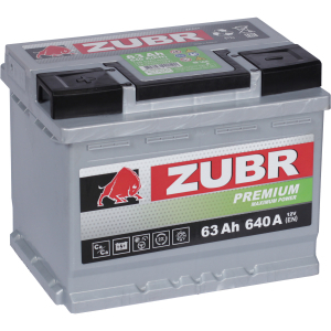 Автомобильный аккумулятор Zubr 63 Ач прямая полярность L2