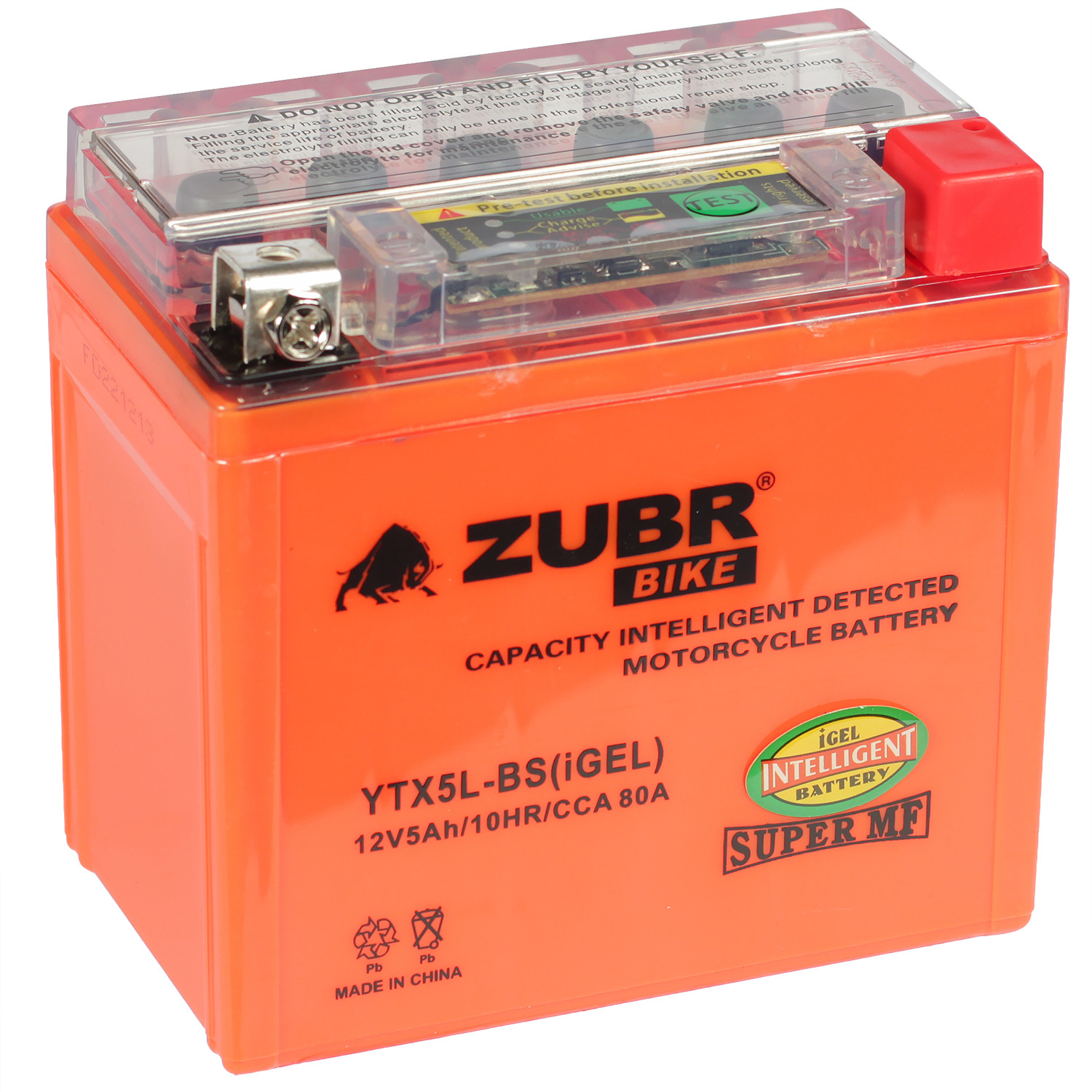 цена Zubr Мотоаккумулятор ZUBR МОТО iGEL YTX5L-BS 5Ач о/п (Delta CT1205)