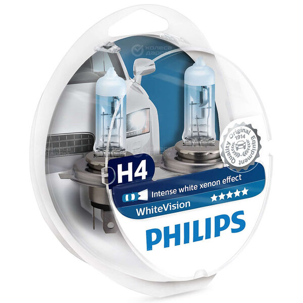 Лампа PHILIPS White Vision - H4-55 Вт-3700К, 2 шт. в Слободском