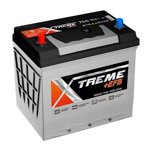 Автомобильный аккумулятор X-treme 75 Ач обратная полярность D23L в Нефтекамске