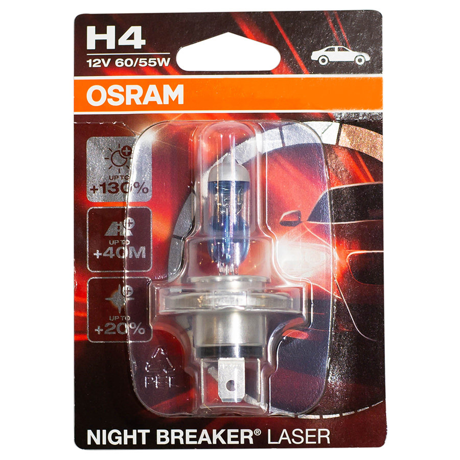 Автолампа OSRAM Лампа OSRAM Night Breaker Laser+130 - H4-55 Вт-3900К, 1 шт.