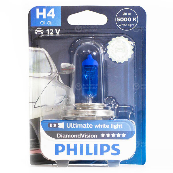 Лампа PHILIPS Diamond Vision - H4-55 Вт-5000К, 1 шт. в Нурлате