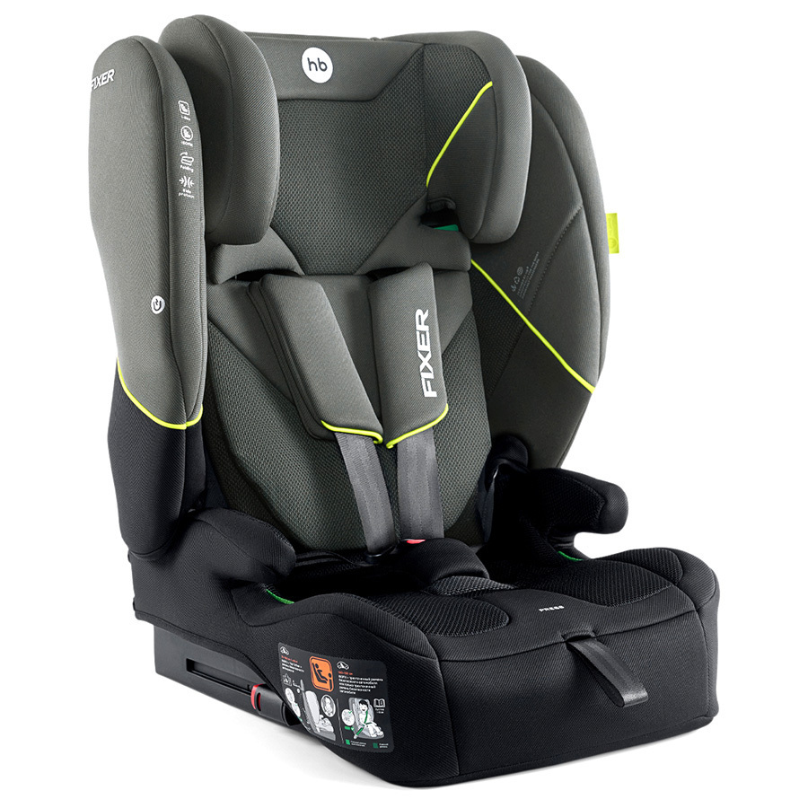 Детское автокресло Happy Baby Fixer 1/2/3 (9-36 кг), Черно-зеленый