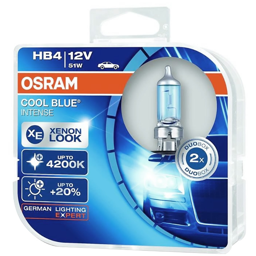 Автолампа OSRAM Лампа OSRAM Cool Blue Intense+20 - HB4-51 Вт-4200К, 2 шт. автомобильная лампа h1 55w cool blue intense 2 шт osram