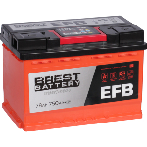 Автомобильный аккумулятор Brest Battery EFB 78 Ач обратная полярность L3