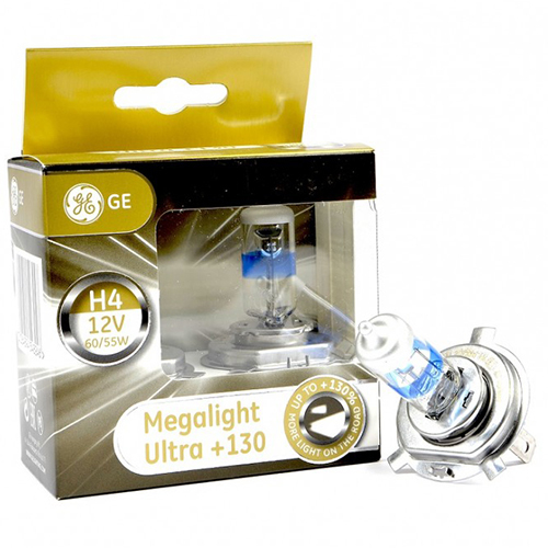 Автолампа Лампа General Electric Megalight Ultra+130 - H4-60/55 Вт, 2 шт. 50440XNU Лампа General Electric Megalight Ultra+130 - H4-60/55 Вт, 2 шт. - фото 1