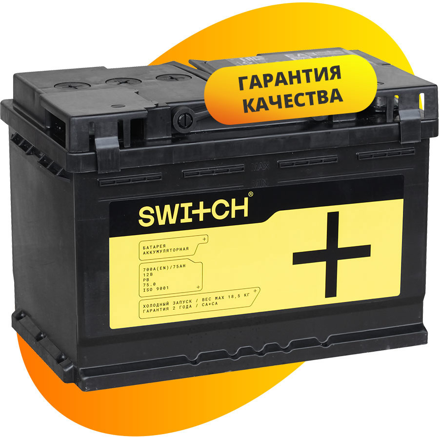 Switch Автомобильный аккумулятор Switch 75 Ач обратная полярность L3 iso переходник incar fr 12 lada largus renault logan sandero duster2012