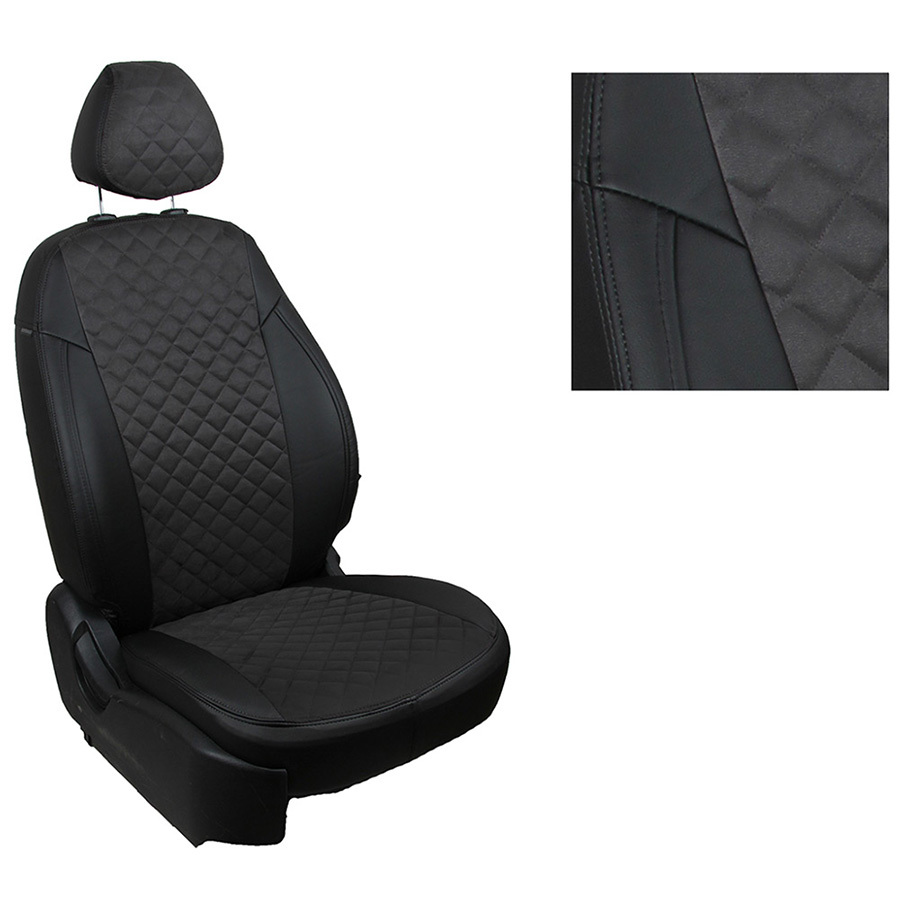 Чехлы модельные Seintex Ромб для Ford Kuga II Trend экокожа/алькантара черный (art.96785)
