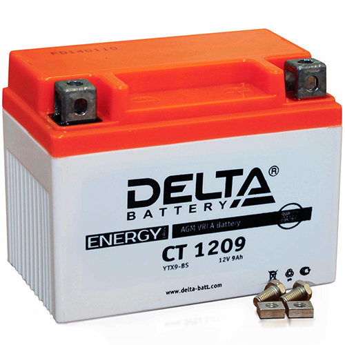 delta мотоаккумулятор delta 1216 agm yb16al a2 16ач обратная полярность Delta Мотоаккумулятор Delta 1209 AGM YTX9-BS 9Ач, прямая полярность