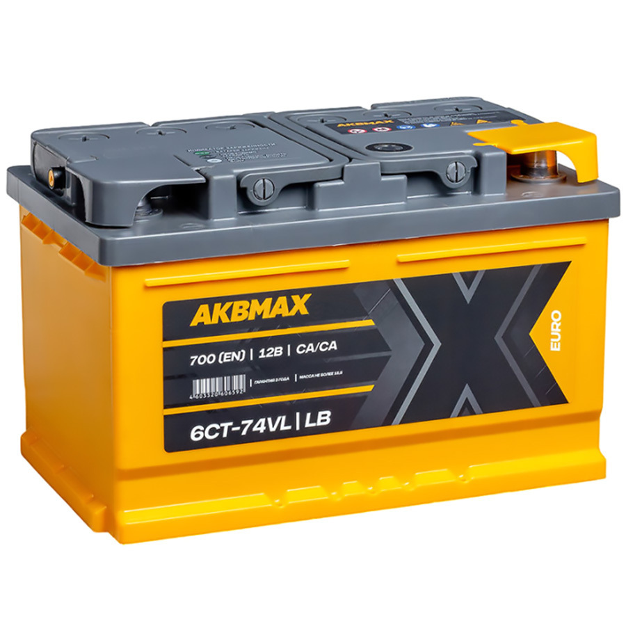 Автомобильный аккумулятор AKBMAX 75 Ач обратная полярность LB3