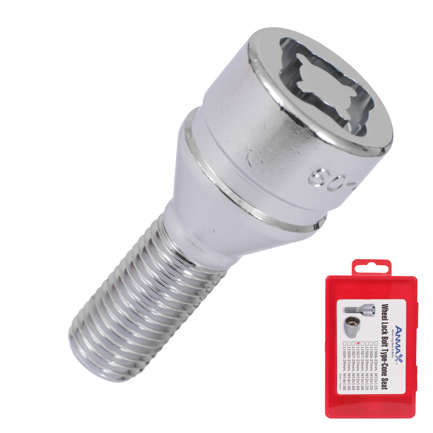Болт секретный Anmax 12х1,5х52/27 4+2 17/19 конус L1507-27
