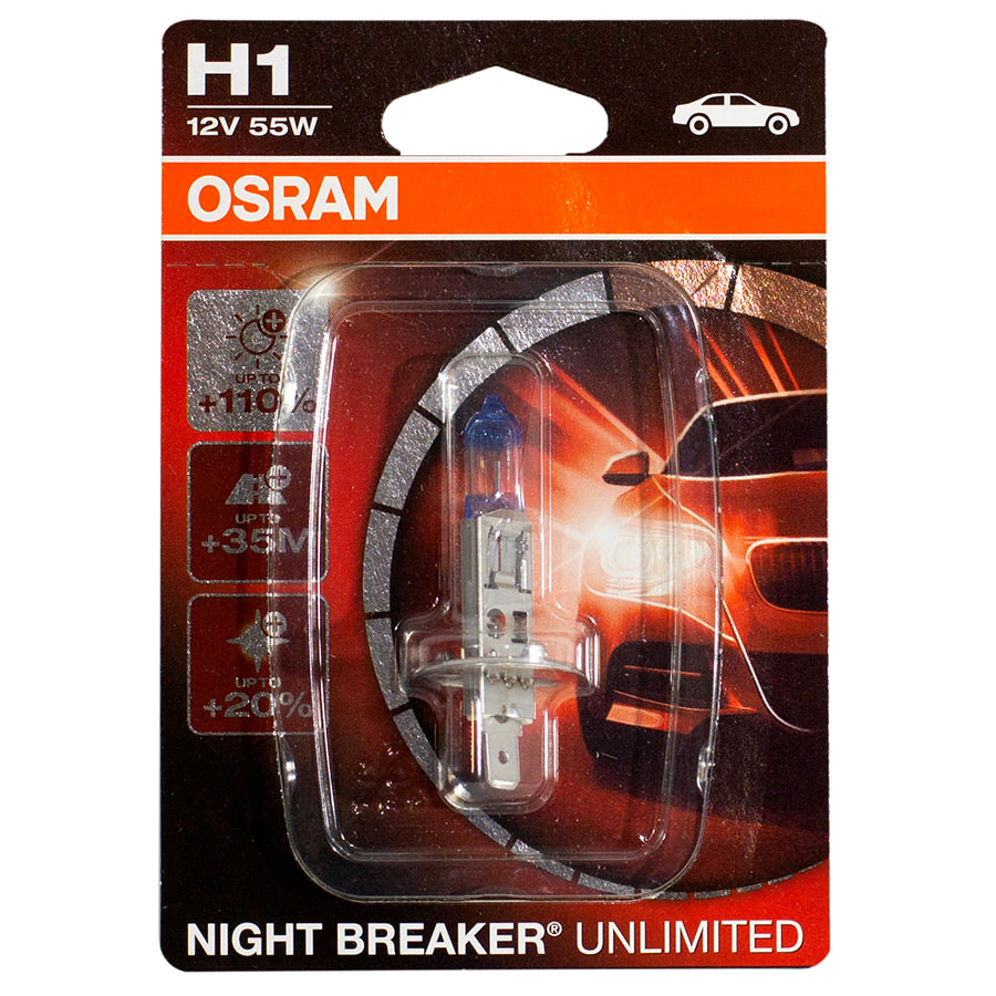 Автолампа OSRAM Лампа OSRAM Night Breaker Unlimited - H1-55 Вт-3800К, 1 шт. автолампа osram лампа osram night breaker unlimited 110 hb3 65 вт 3800к 2 шт