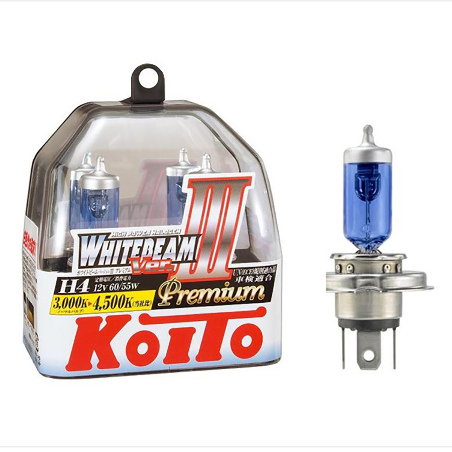Автолампа Лампа Koito Whitebeam Premium - H4-60/55 Вт-4500К, 2 шт. P0744W Лампа Koito Whitebeam Premium - H4-60/55 Вт-4500К, 2 шт. - фото 1