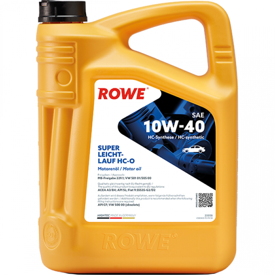 цена ROWE Моторное масло ROWE HIGHTEC SUPER LEICHTLAUF 10W-40, 4 л