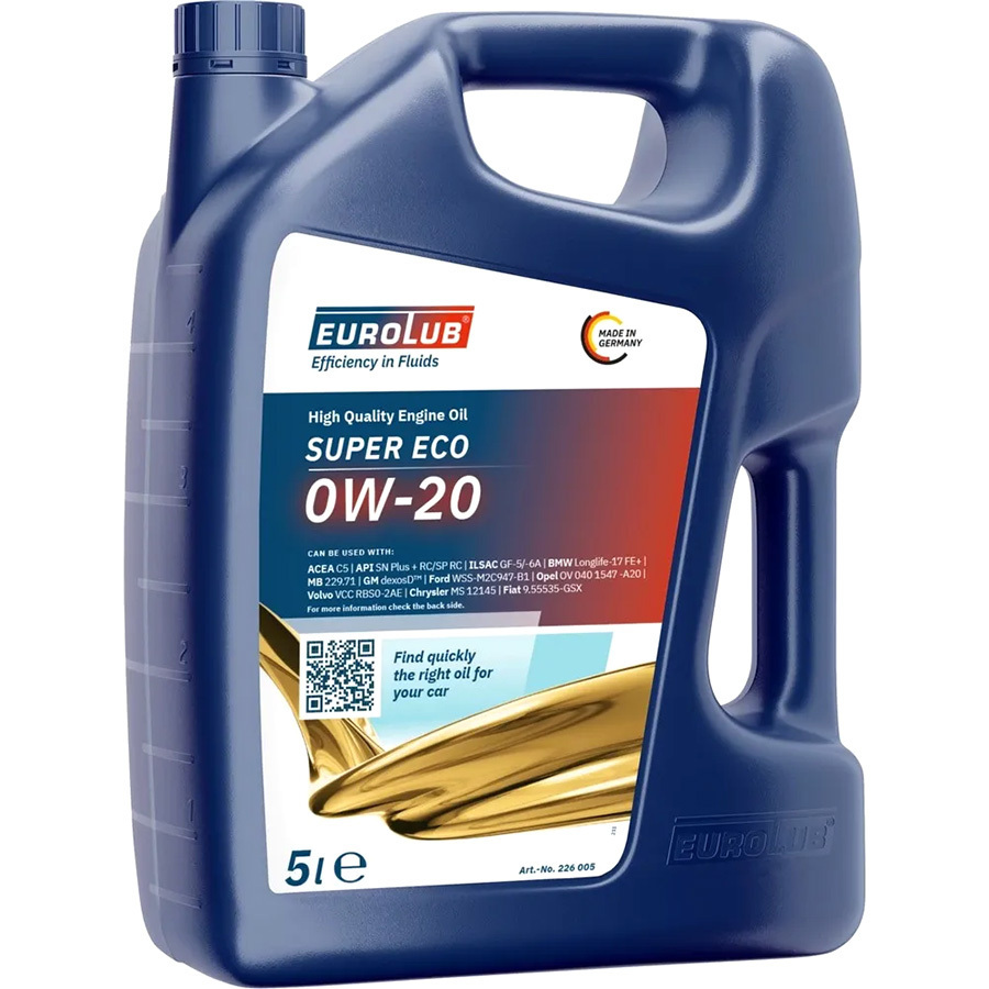 Моторное масло Eurolub Super Eco 0W-20, 5 л