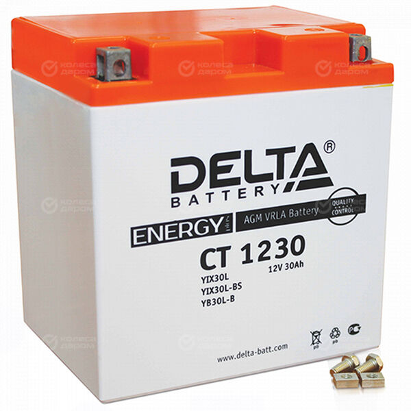 Мотоаккумулятор Delta 1230 AGM YTX30L 30Ач, обратная полярность в Глазове