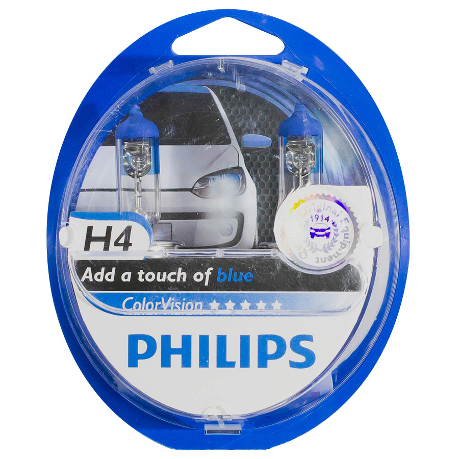 Автолампа PHILIPS Лампа PHILIPS Color Vision - H4-60/55 Вт-3500К, 2 шт. автолампа philips лампа philips color vision h4 60 55 вт 3500к 2 шт