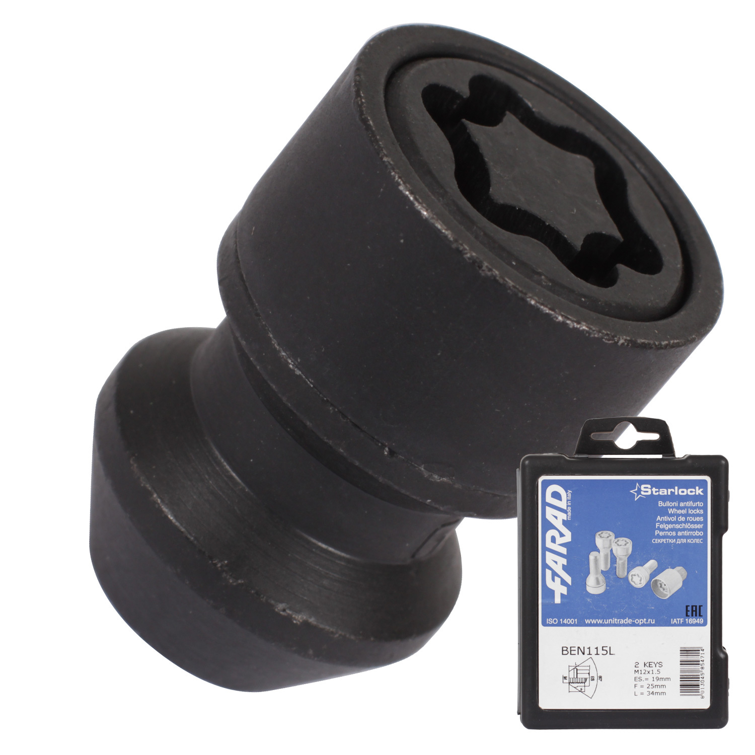 Farad Гайка секретная Farad 12х1,5х34 4+2 19 конус BEN115L/2