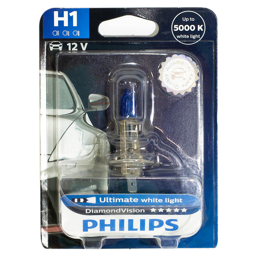 Автолампа PHILIPS Лампа PHILIPS Diamond Vision - H1-55 Вт-5000К, 1 шт. автолампа philips лампа philips vision h1 55 вт 4300к 1 шт