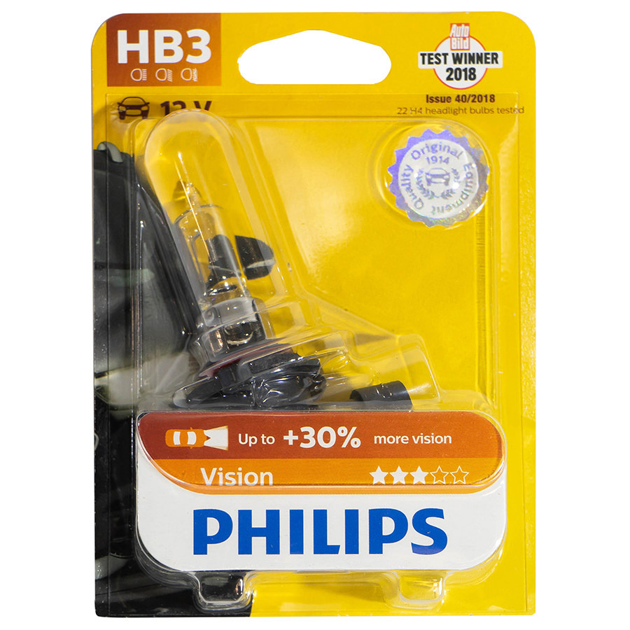 Автолампа PHILIPS Лампа PHILIPS Vision+30 - HB3-65 Вт-3200К, 1 шт.