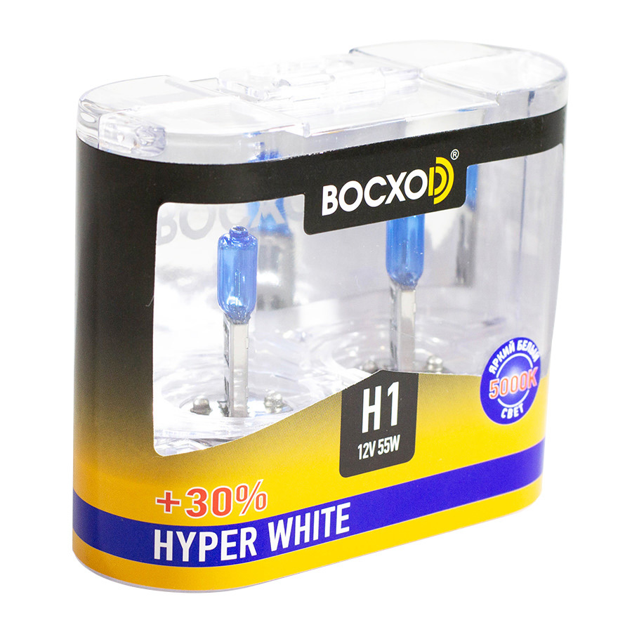 Автолампа BocxoD Лампа BocxoD Hyper White - H1-55 Вт-5000К, 2 шт. автолампа bocxod лампа bocxod hyper white h7 55 вт 5000к 2 шт