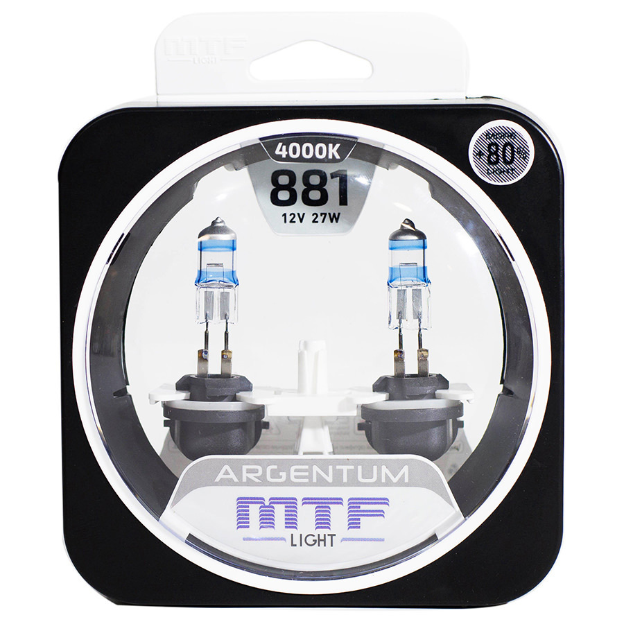 Автолампа MTF Лампа MTF Light Argentum+80 - H27/1-27 Вт-4000К, 2 шт.