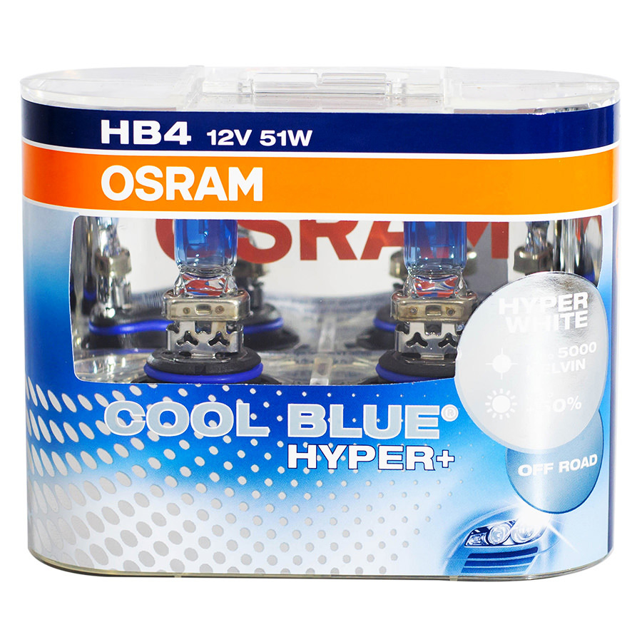 Автолампа OSRAM Лампа OSRAM Cool Blue Hyper Plus+50 - HB4-51 Вт-5000К, 2 шт. автолампа osram лампа osram cool blue intense 20 hb4 51 вт 4200к 2 шт