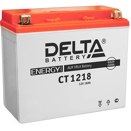 delta мотоаккумулятор delta 1216 agm yb16al a2 16ач обратная полярность Delta Мотоаккумулятор Delta 1218 AGM YTX20-BS 18Ач, прямая полярность