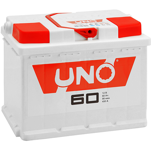 Uno Автомобильный аккумулятор Uno 60 Ач обратная полярность L2 русбат автомобильный аккумулятор русбат 60 ач обратная полярность l2