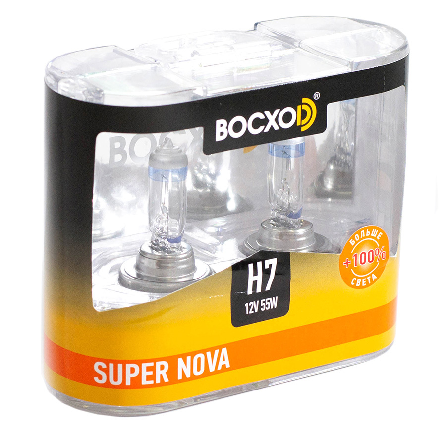 Автолампа Лампа BocxoD Super Nova+100 - H7-55 Вт-3400К, 2 шт.
