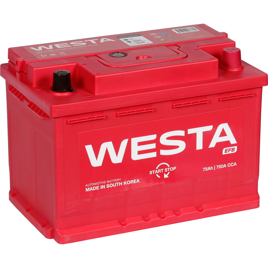 Westa Автомобильный аккумулятор Westa EFB 75 Ач обратная полярность L3