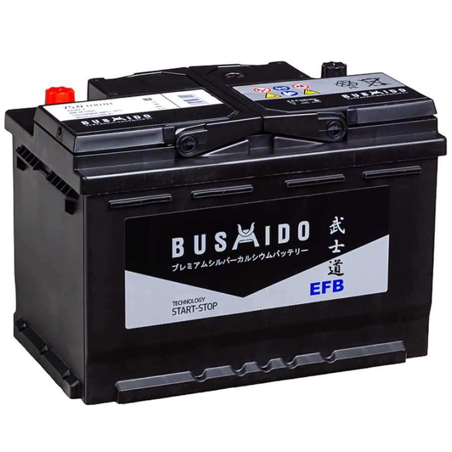 Автомобильный аккумулятор Bushido EFB 75 Ач обратная полярность L3