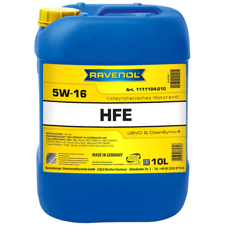 Моторное масло Ravenol High Fuel Economy HFE 5W-16, 10 л