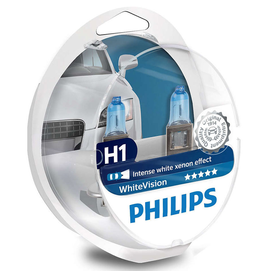 Автолампа PHILIPS Лампа PHILIPS White Vision - H1-55 Вт-3700К, 2 шт. автолампа philips лампа philips blue vision h1 60 55 вт 4300к 2 шт