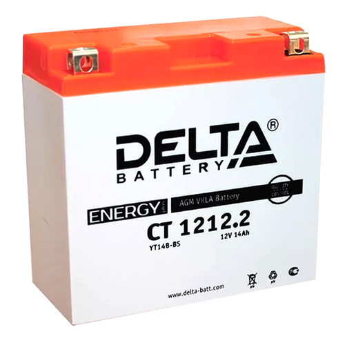 цена Delta Мотоаккумулятор Delta 1212.2 AGM YT14B-BS 14Ач, прямая полярность