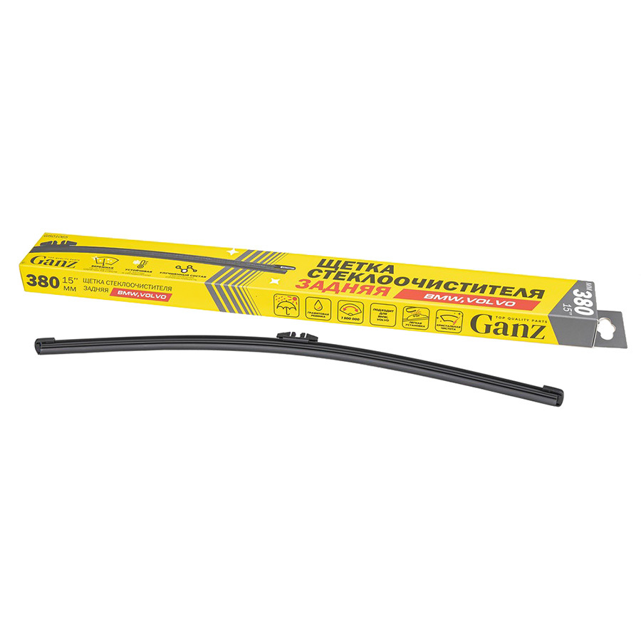 GANZ Щетка стеклоочистителя бескаркасная Ganz 380мм BMW/Volvo задняя (art.GIS01065)